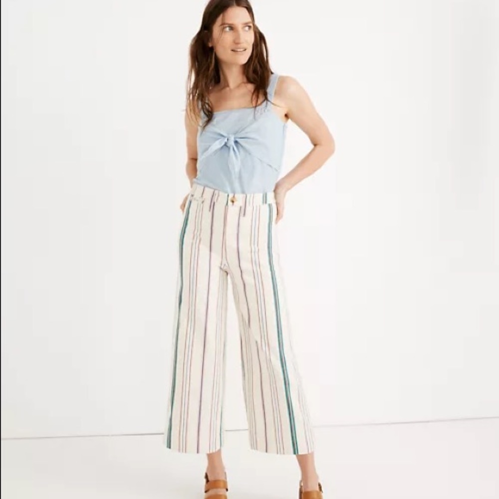 Madewell Emmett wide-leg crop pant in pink stripe